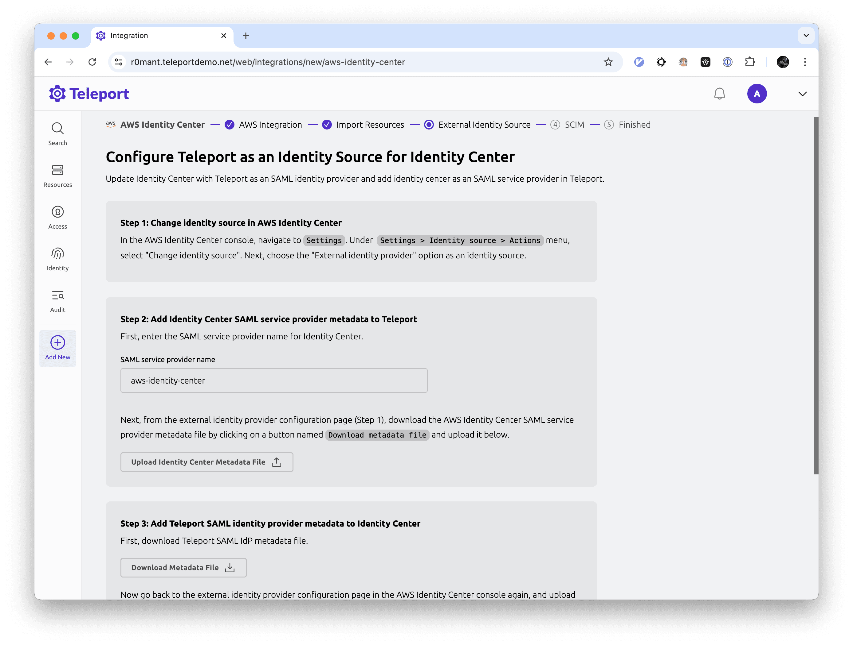 Configure identity source