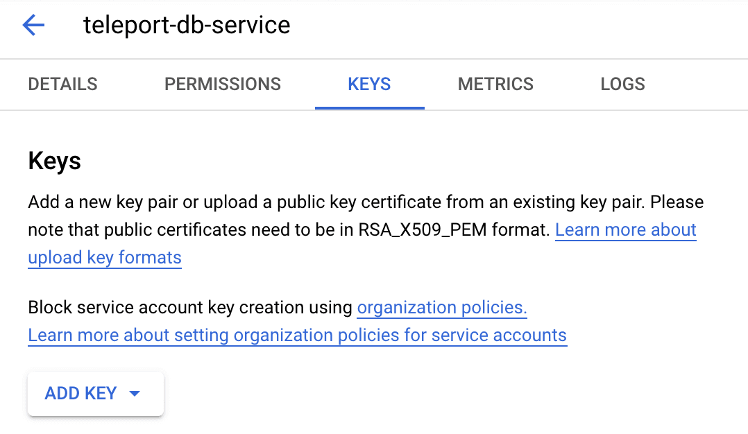 Service Account Keys